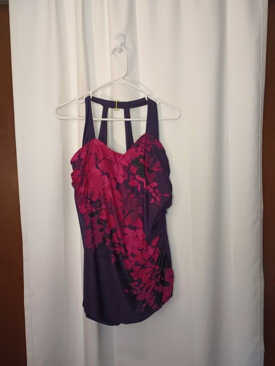 Lands' End Other - Lands End One Piece Swimsuit 16 DD Floral Skirted Wireless Bra Boned Nylon